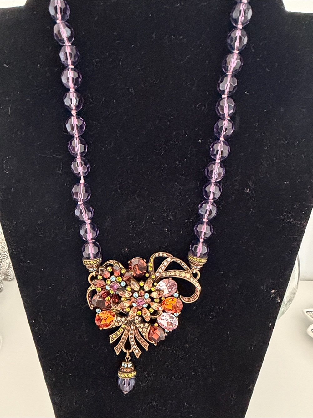 Vintage UTC Purple Crystal Statement Necklace Womens jewelry RARE